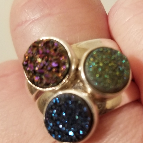 Druzy Quartz & Sterling Silver Rings - Picture 7 of 11